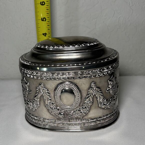 Vintage Silver Plate Trinket Jewelry Case - Picture 2 of 12